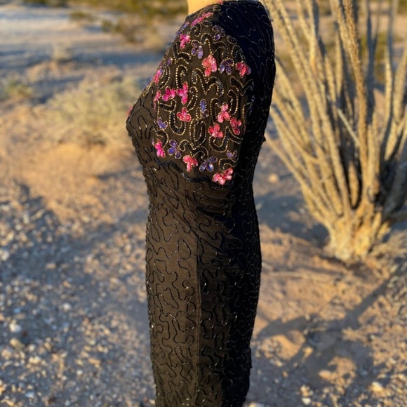 Vintage 80’s AP. LTD beaded silk cocktail dress 👗 - Picture 6 of 8